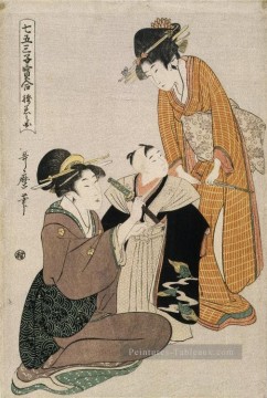  bij Peintre - habiller un garçon à l’occasion de son premier laisser ses cheveux poussent Kitagawa Utamaro ukiyo e Bijin GA